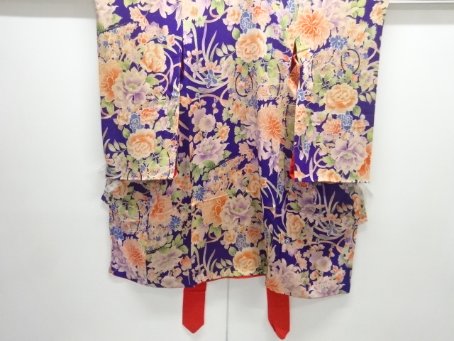 JAPANESE KIMONO / ANTIQUE NISHIKI KIMONO FOR SUMMER FLOWER PATTERN JUB